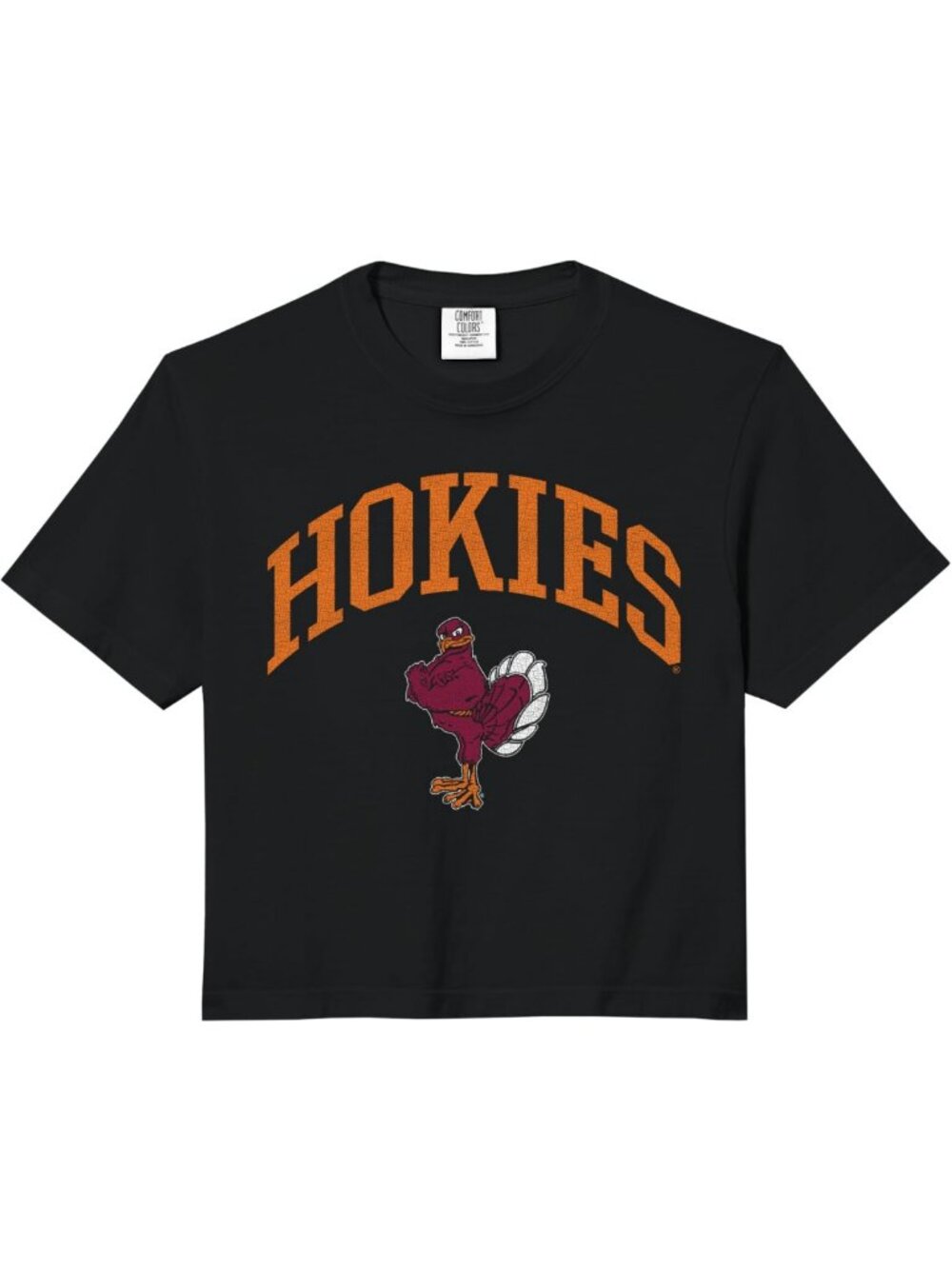 Vintage Black Comfort Colors Crop Top - Virginia Tech Hokies Mascot Tee, Cute